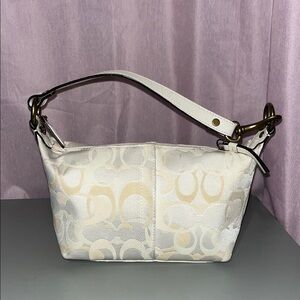 Coach White and Tan Shoulder Bag